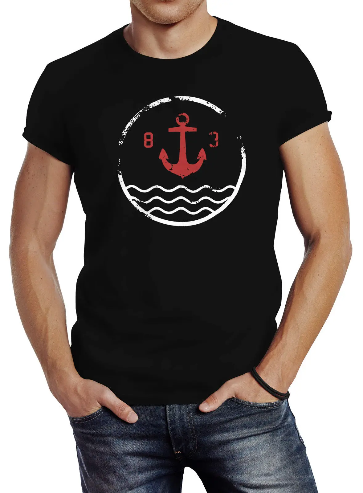 Herren футболка Anker Винтаж Wasser Slim Fit Neverless | Мужская одежда