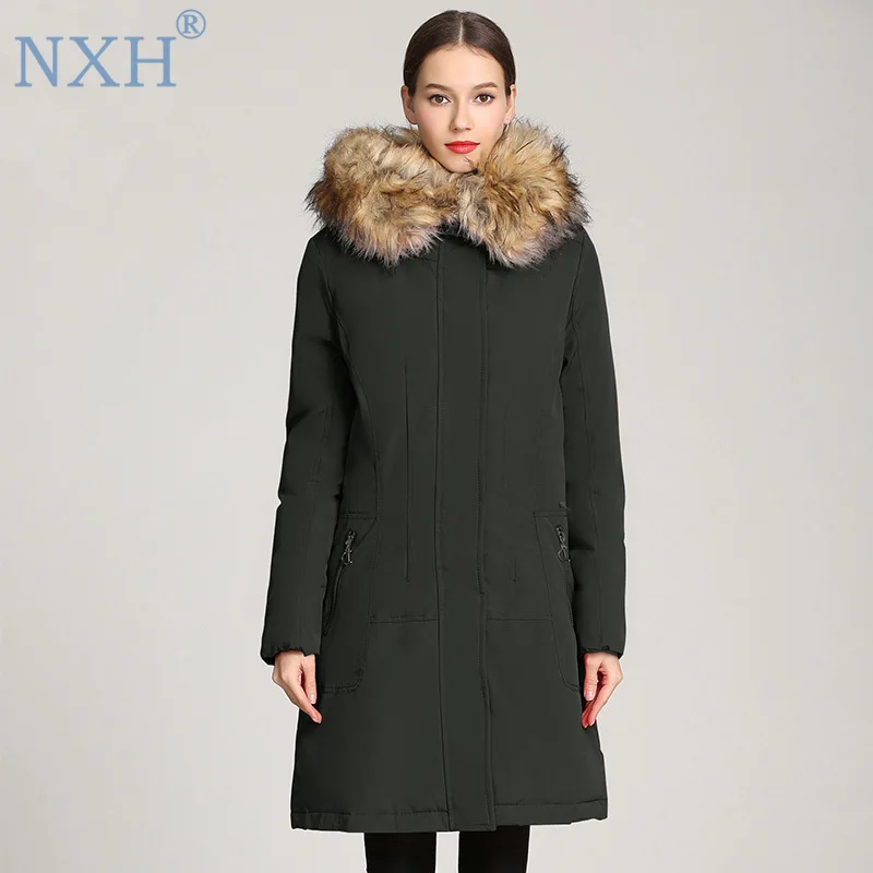 NXH супер теплая новая зимняя куртка зимнее пальто Женская парка хорошее качество хорошая ткань меховая парка Женское пальто длинное шерстяное пальто