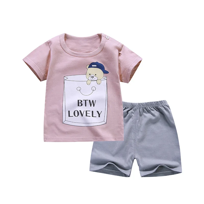 2019 new Children's Sets Summer Short Sleeve boys clothes set cotton girls two-Piece body suit quality kids | Детская одежда и