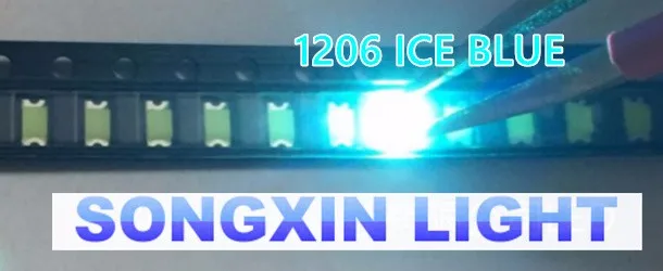 200PCS 3216 1206 Ice Blue 0.01W Super Ultra Bright SMD LED Indication smd led clear blue diodes | Электронные компоненты и