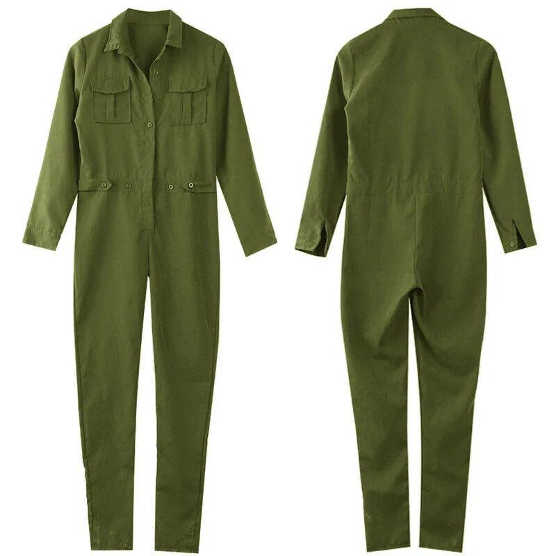

HOT hirigin Sexy Women New Fashion Slim Jumpsuit Long Sleeve Green Solid Casual Bodysuit Ladies Vintage Romper Long Jumpsuit