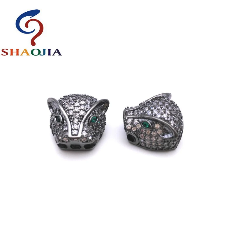 Высокое качество зеленый глаз бусины в форме головы леопарда микро проложить со