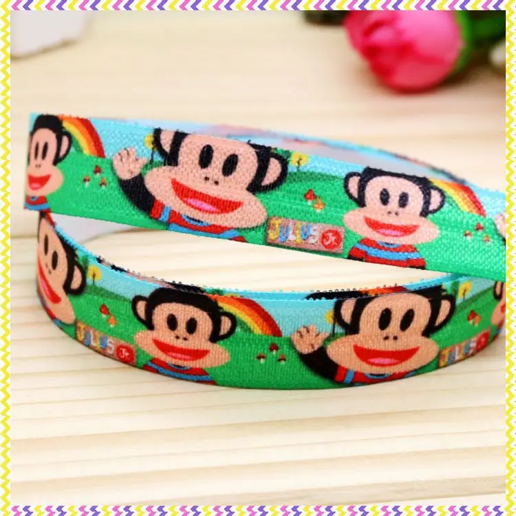 

5/8'' Free shipping Fold Elastic FOE monkey printed headband headwear hairband diy decoration wholesale OEM P4332
