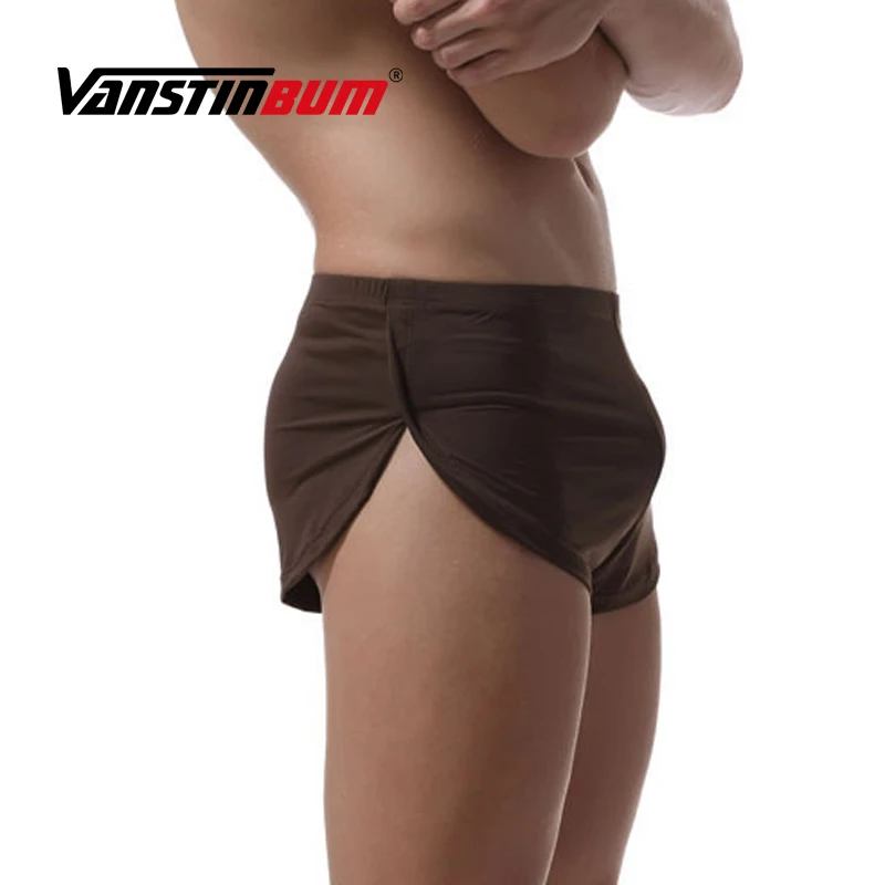 VANSTINBUM Нижнее Белье для сна, сексуальное мужское нижнее белье с разрезом по бокам, спальные мужские трусы, шорты из шелка, повседневные мужские пижамы, мужские брюки