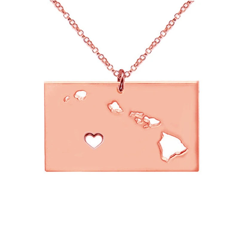 Hawaii map State Necklace Pendant Country Map Charm Jewelry Gift for Women Teens |