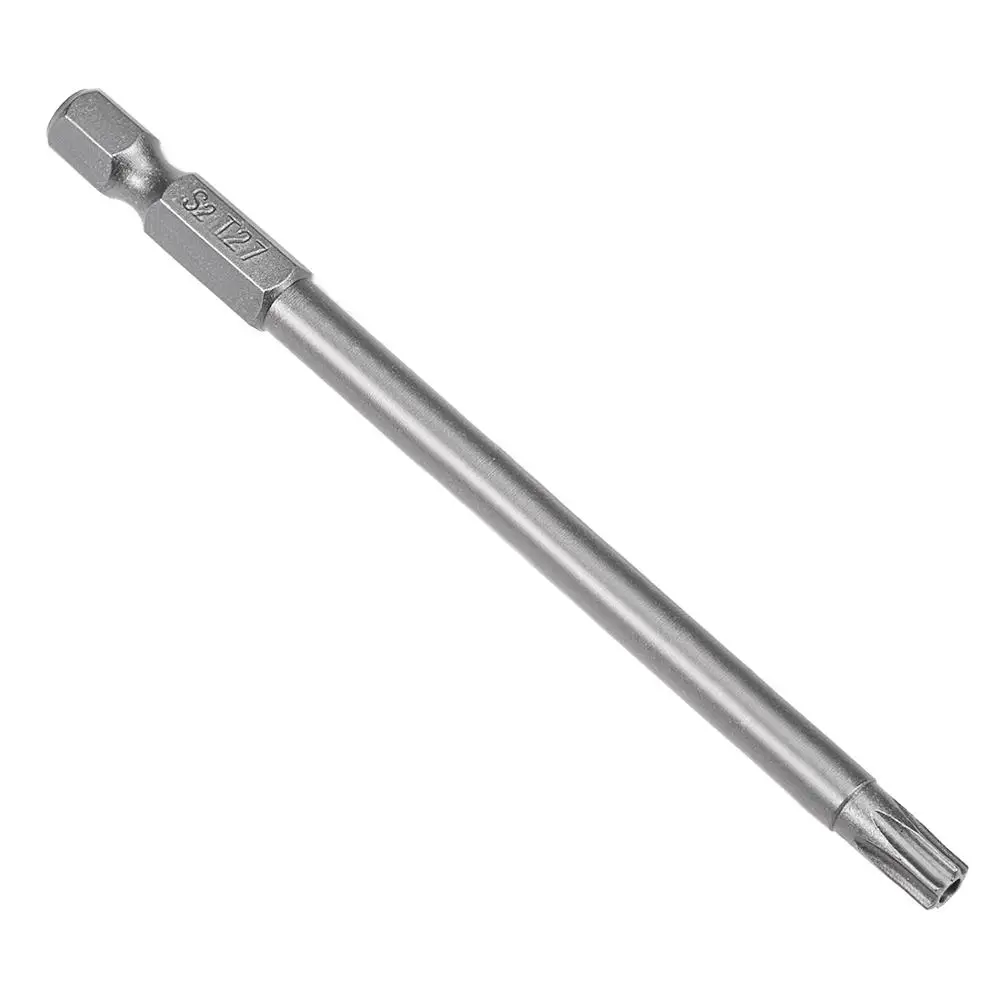 T27 100mm Uxcell 5 шт. S2 Сталь 100/150 мм Длина T20/27/10/25/30 1/" хвостовик Магнитный безопасный звездообразный ключ насадки для отвертки для электрические ручные инструменты - Цвет: T27 100mm