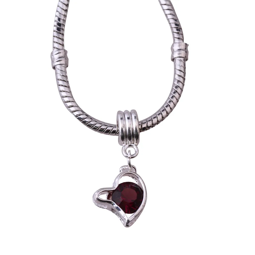 5 шт. Фиолетовый Новый Серебряный Зин сплав металла кулон сердце комплект Чешский