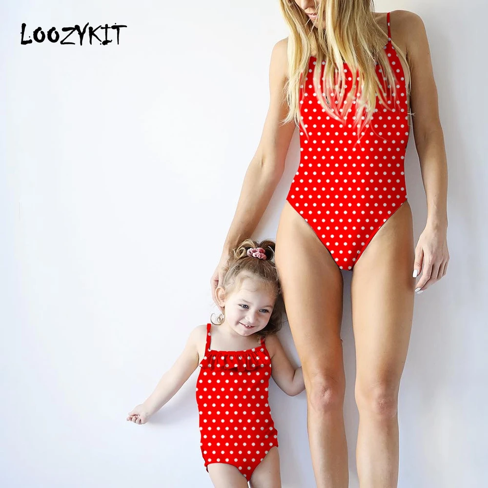 Loozykit/Коллекция 2019 года купальник для мамы и детей семейный с леопардовым принтом