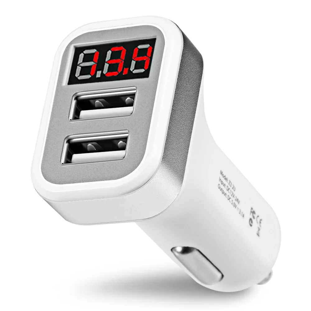 Автомобильное зарядное устройство GEUMXL 2 1 а с двумя USB-портами и монитором батареи