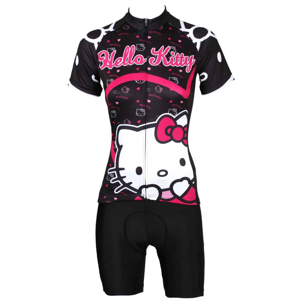 Новый дизайн Hello kitty велосипедная одежда с коротким рукавом черный велосипед