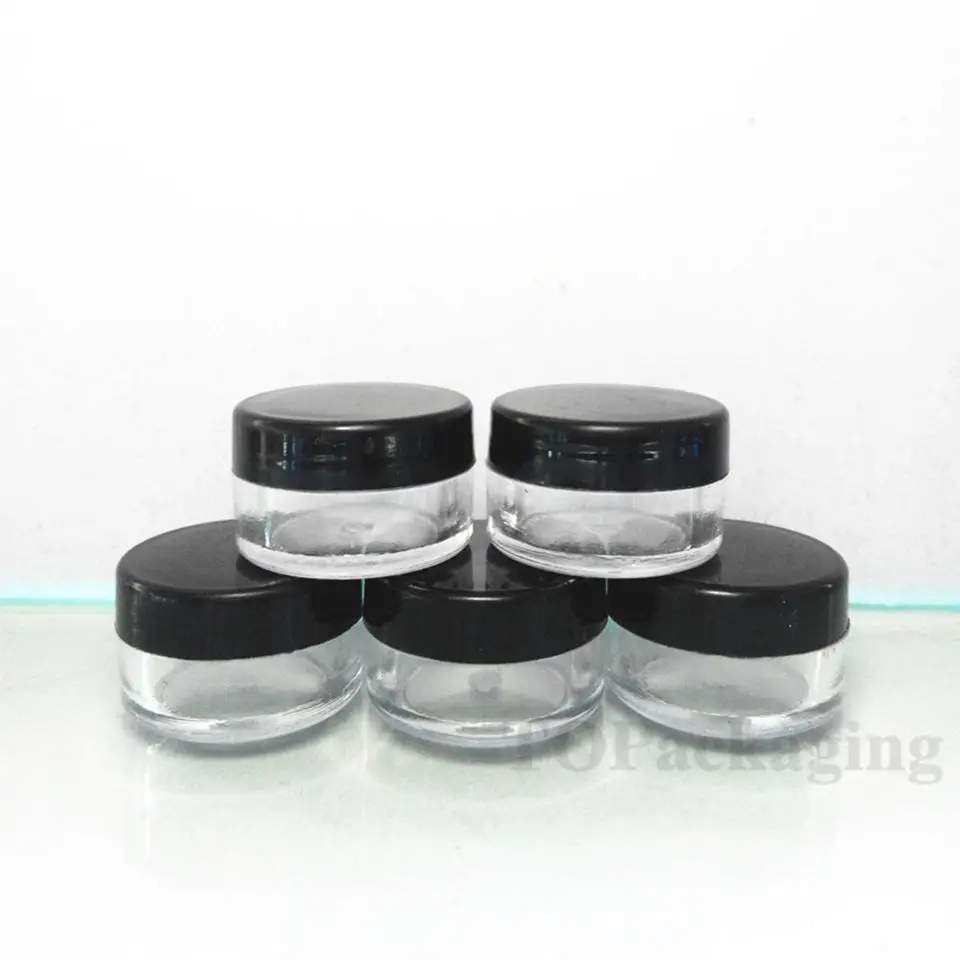 50 шт./лот-5 г банка для крема прозрачная пластиковая коробка с черной винтовой