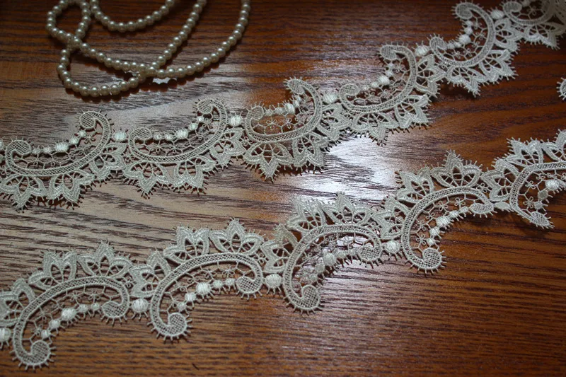 

10 meter 4cm 1.57" wide ivory scalloped bridal wedding embroidery lace trim ribbon SM5L11D59