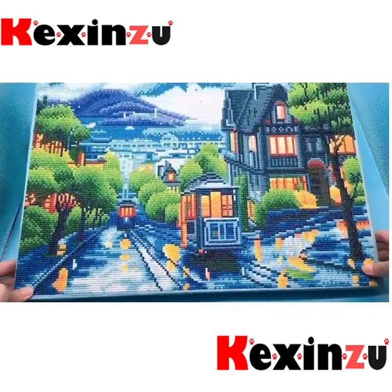 Kexinzu светодиодный светильник Полный Круглый дрель 5D DIY алмазная живопись 3D вышивка мозаика вышивка крестиком 5D Декор подарок 40x50 см