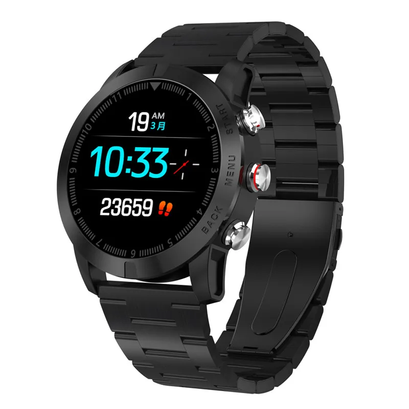 steel black S10 Смарт-часы 1,3 ''IP68 Водонепроницаемые Bluetooth 4,2 умные часы мониторинг сердечного ритма компас спортивные часы для Android iOS - Цвет: steel black