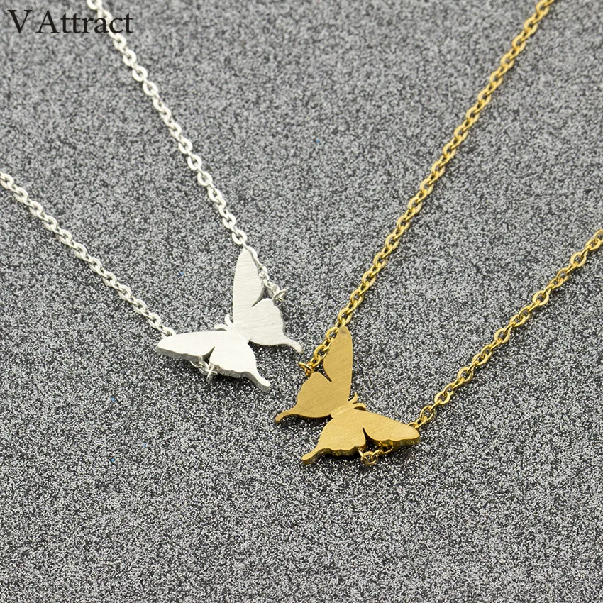 V привлечь animali Jewelry Нержавеющая сталь милые бабочки Ожерелья для мужчин кулон цвета: золотистый, Серебристый цепи ожерелье Chocker для Для женщин