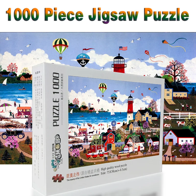 

520/1000/1500 Pieces Wooden Puzzle Kids Jigsaw Puzzle Partition Version Stockholm Pattern Educational Toy Assembling Decoration