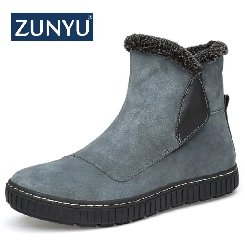 ZUNYU/Новые мужские ботинки зима 2018 коровья кожа теплые зимние рабочая обувь