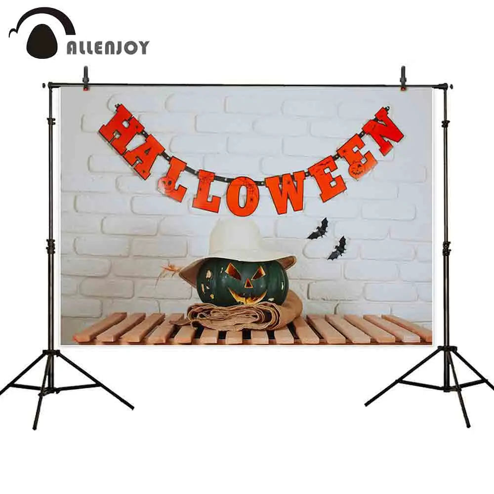 Allenjoy Фотофон белый кирпич тыква шляпа доска летучие мыши Красный Хэллоуин
