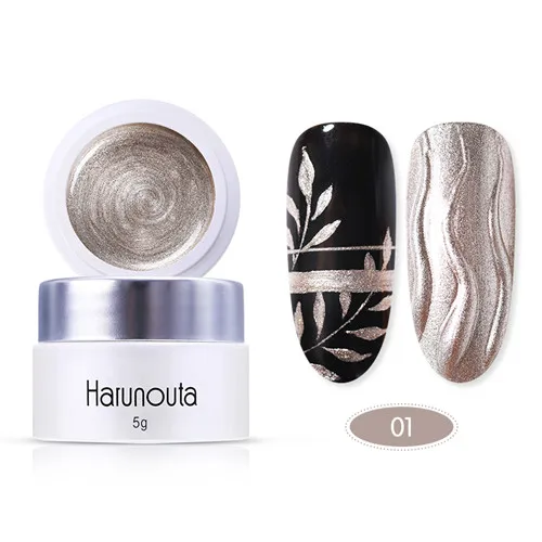 01 Harunouta, 5 г, Неметаллическая краска, Гель-лак, зеркальный, с пауком, розовый, серебряный, многофункциональный, впитывается, для ногтей, лайнер, УФ-гель для маникюра - Цвет: 01