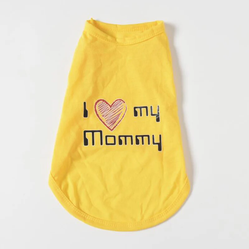 Mom-Yellow Милая мама папа летняя одежда для собак Футболка со щенком жилет для маленьких собак Shih Tzu Кофты с изображением мопса Одежда для собак товары для домашних животных - Цвет: Mom-Yellow