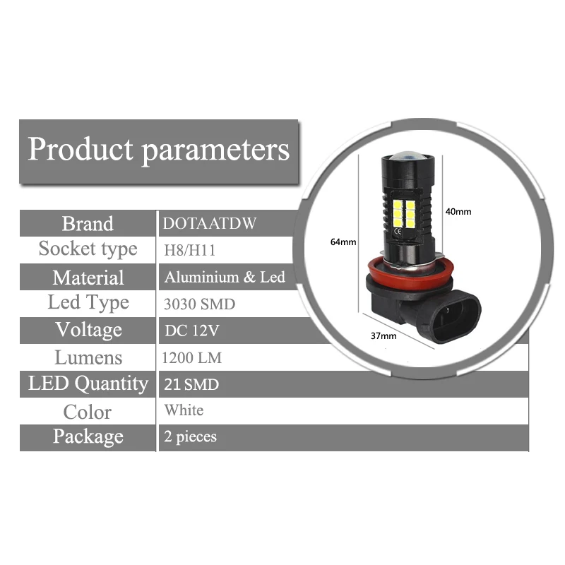 2X Супер Белый H8 H11 CREE Chip 3030 светодиодный противотуманный светильник для Mitsubishi Lancer