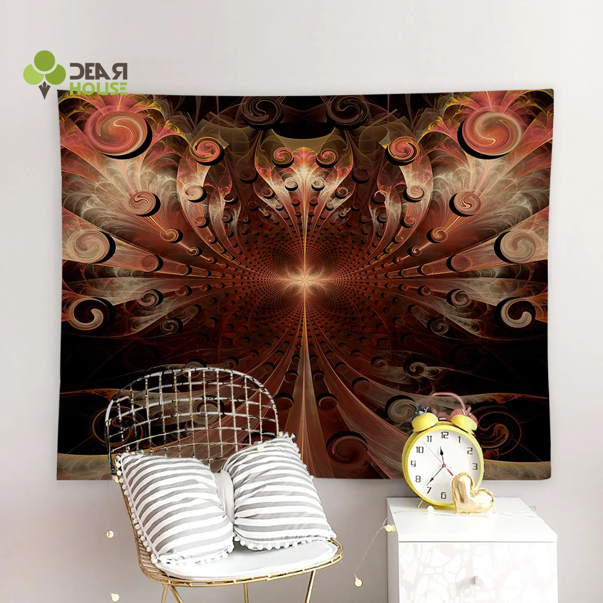 Dearhouse Fractal Art Red Bedspread Wall Coverlet Tapestry Blanket Curtain Sheet Scarf Towel Throw Hypoallergenic | Дом и сад