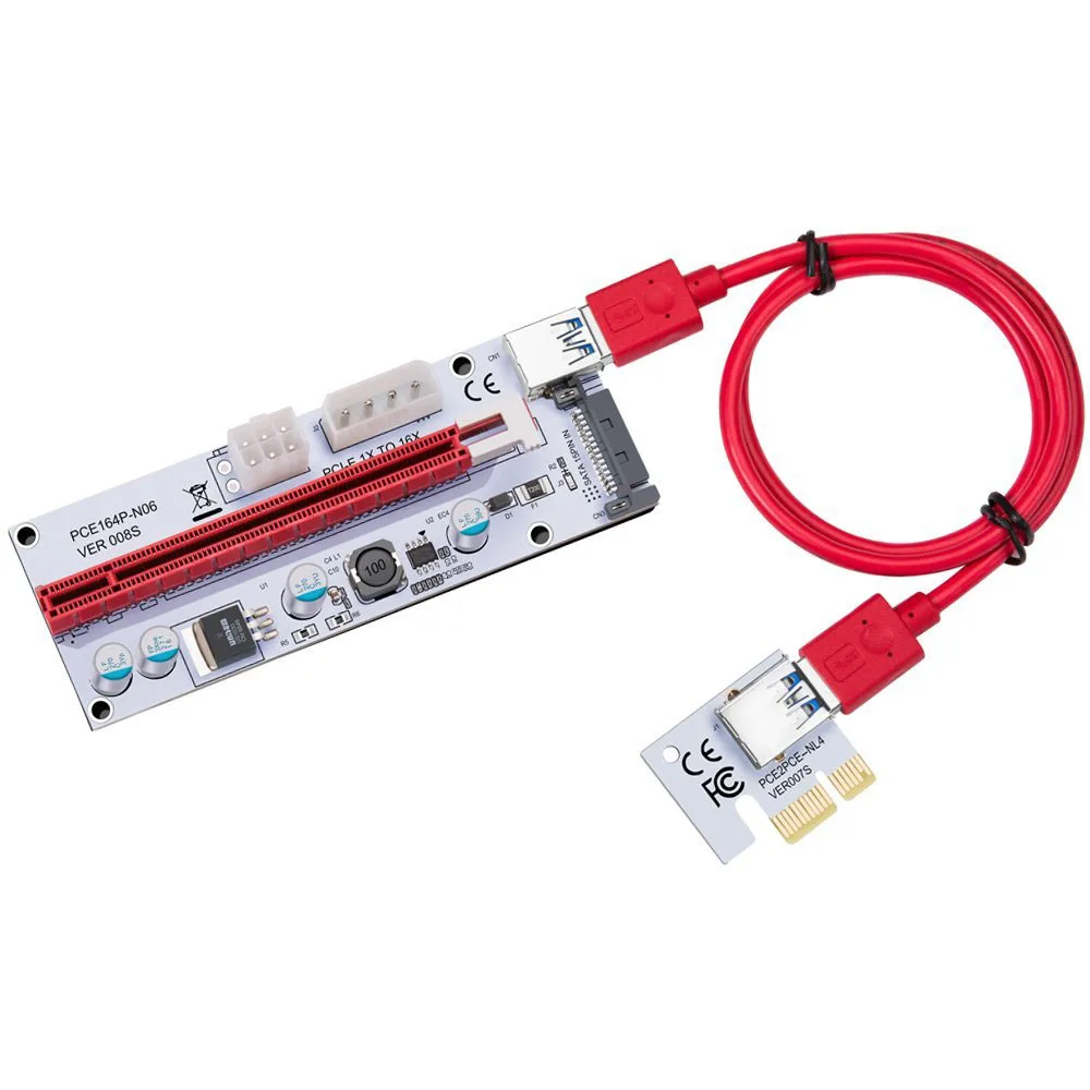 PCE164P-N06 VER008S USB 3.0 PCI-E Express 1x to 16x Extender Riser Card Adapter 15 Pin SATA Power with 60cm Cable |