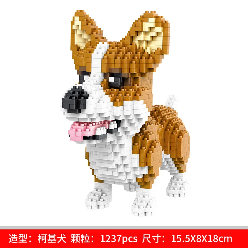 corgi no box Мини-блоки милый мультфильм собака данные аукциона Померанский аниме корги конструктор игрушка для подарки на день Св. Валентина игрушки для девочек - Цвет: corgi no box