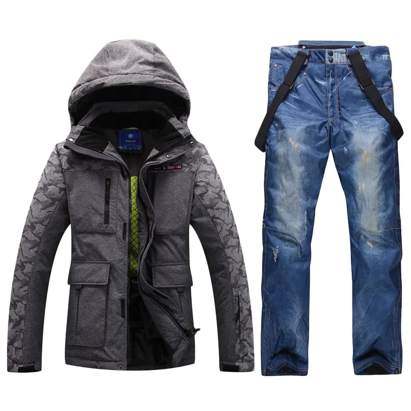 Бесплатная доставка лыжный костюм мужская куртка + штаны мужской для улицы