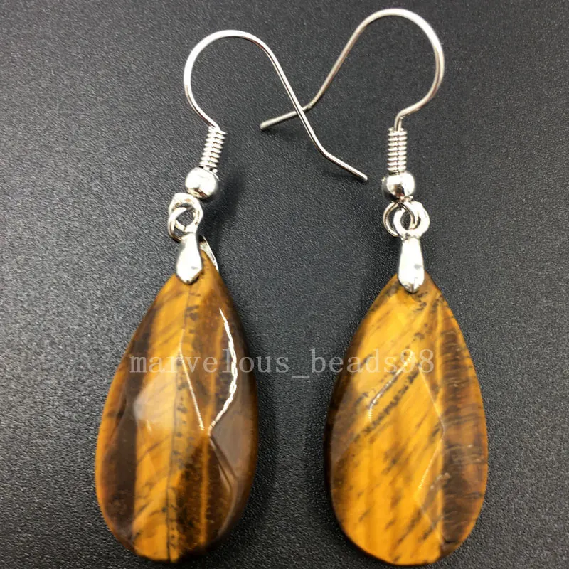 Женские и мужские серьги подвески Tigers Eye малахит золотой камень с голубым песком