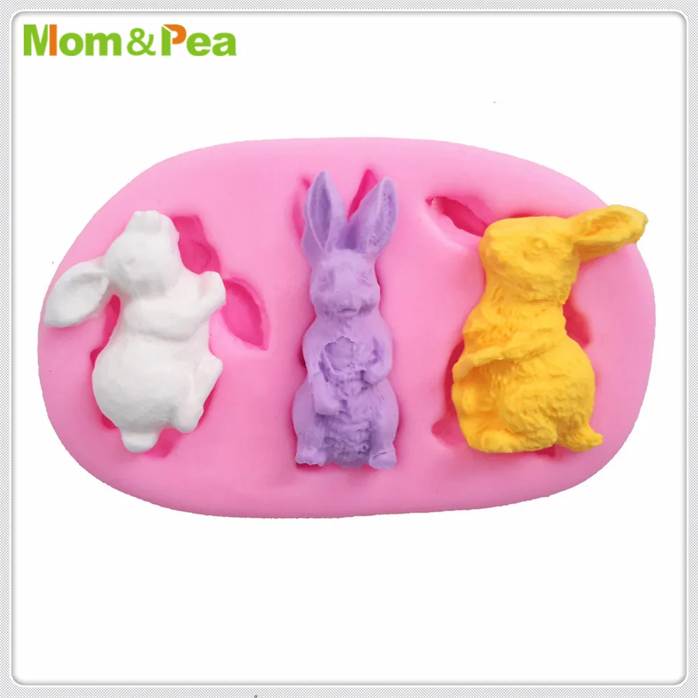 Mom &amp Pea MPA1937 3-силиконовая форма в виде кролика торт украшение помадка 3D пищевая |