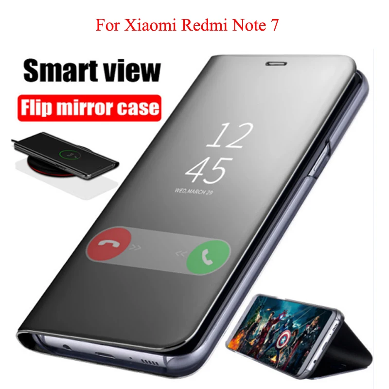 Умный зеркальный флип чехол для Xiaomi note 7 прозрачный подставка REDMI 7|Бамперы| |