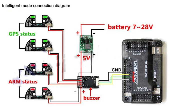 Привод APM для квадрокоптера 5 В 4 светодиода с кабелем|navigation light|navigator led lightsquadcopter |