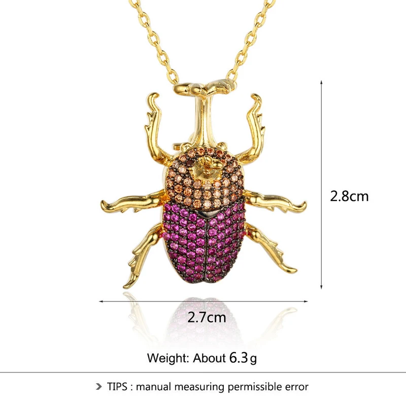 Europe Style Tianniu Insect Pendant Necklaces New Design Alloy Jewelry Crystal Zircon Necklace for Women Men | Украшения и