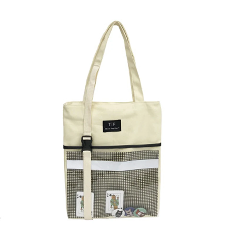 Сумка через плечо женская холщовая хозяйственная сумка многоразовая Складная