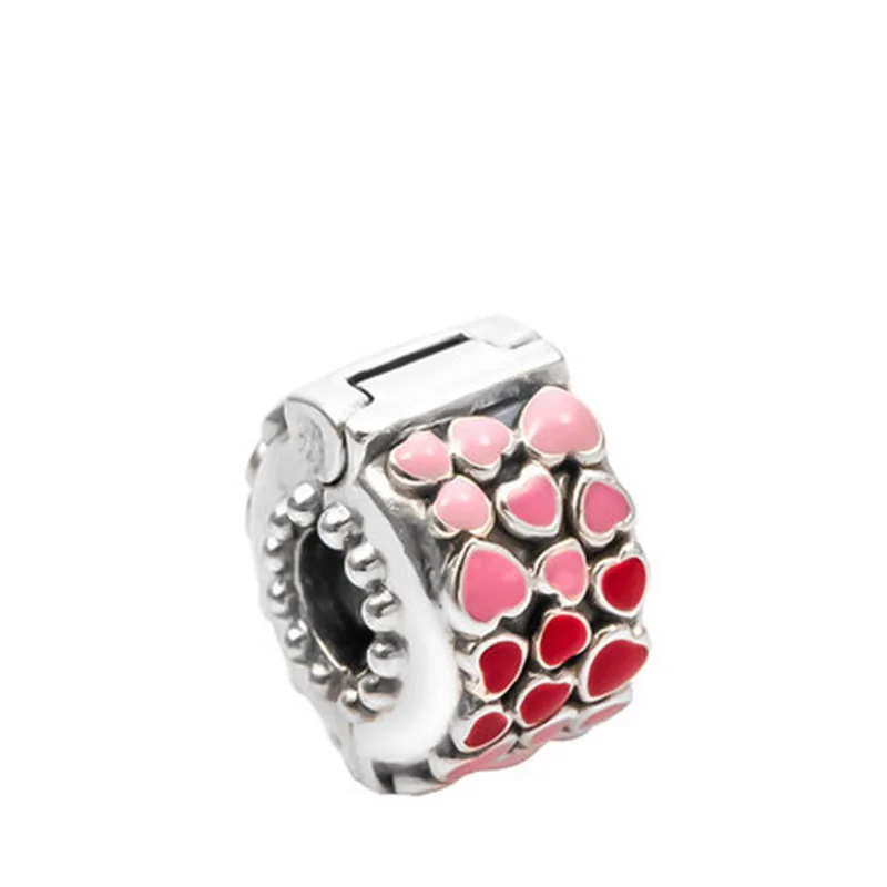 

High Quality 925 Sterling SilverLove Heart Clip Beads Fit Original PAN Charm Bracelet DIY Jewelry Gift For Women