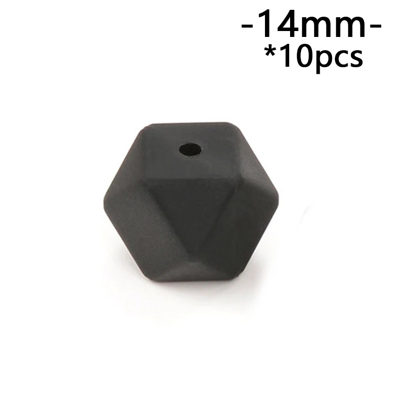 black Lofca10 шт 14 мм Мини шестигранные силиконовые бусины Детские Прорезыватели BPA бесплатно DIY ожерелье соска цепь Детские Прорезыватели уход за младенцем - Цвет: black