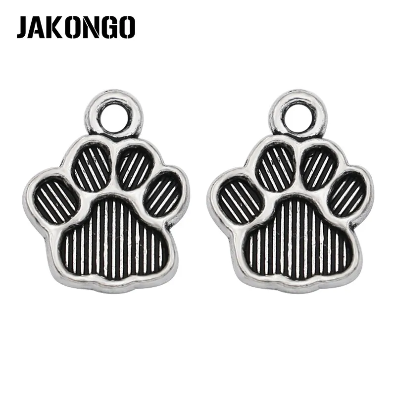 JAKONGO Античная Посеребренная собачья лапа следа Очаровательные Подвески для