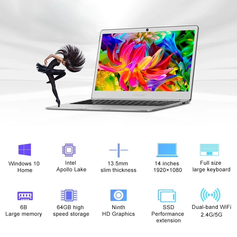Оригинал Teclast F7 ноутбук 14 0 дюймов 6 ГБ Оперативная память 128 Встроенная Windows 10 Home