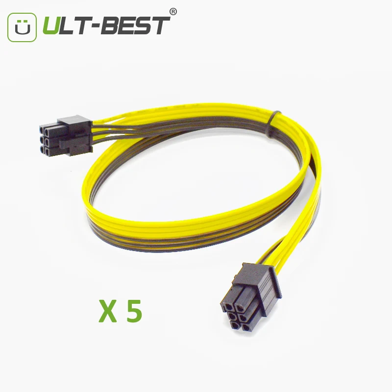 

ULT-Best 5pcs/lot Cable PCI-E PCIE PCI-Express 6P Male to 6Pin Male Graphics Video Card Power Cabo BTC Miner Mining Wire 50CM