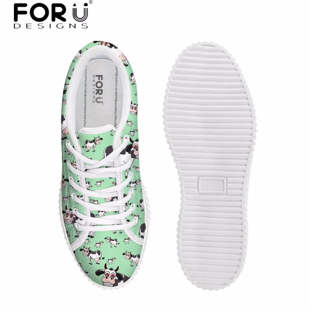 FORUDESIGNS/женская повседневная обувь на плоской подошве с объемным изображением