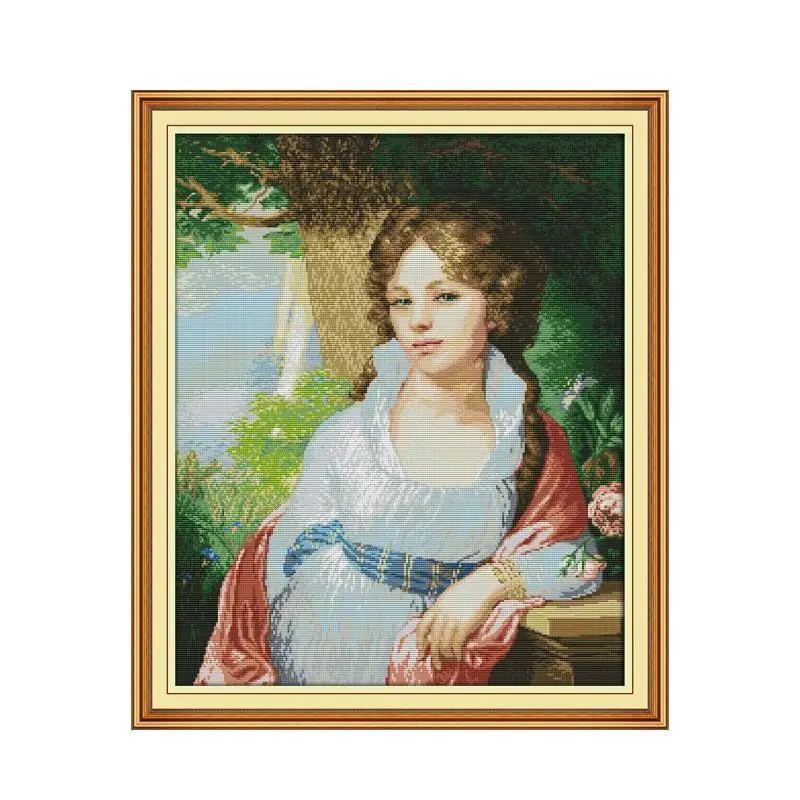 

European girls painting beautiful characters manual needlework cross stitch suite home fabric decoration