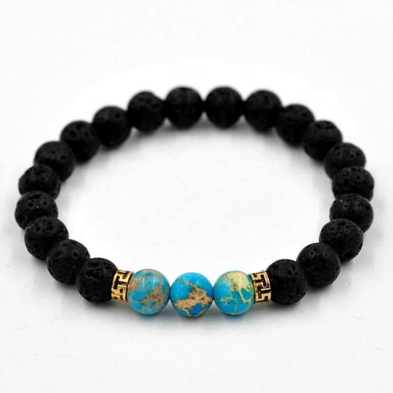 Новый дизайн высококачественный браслет из черного лавового камня регалитовые