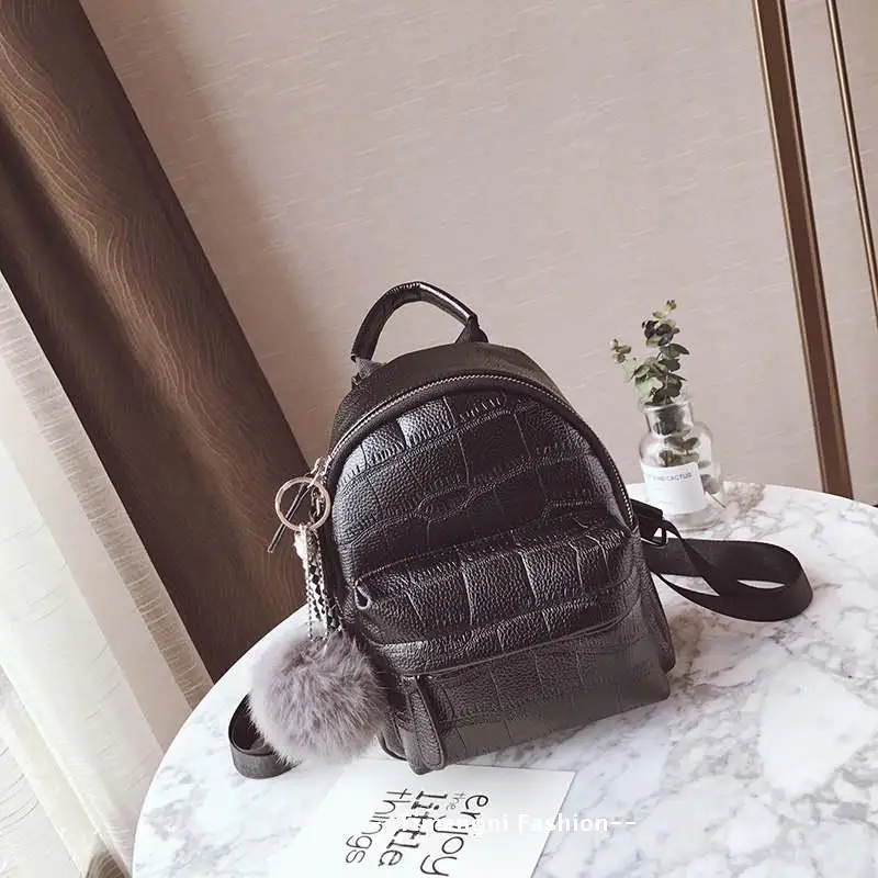 Рюкзак из искусственной кожи с помпоном для волос, женские рюкзаки Mochila для путешествий, школьные сумки для девочек, мини-рюкзак bolsas femininas