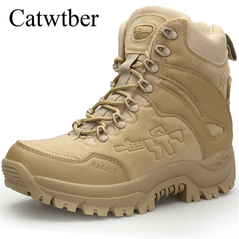 Catwtber 2018 Men Desert Tactical Military Boots Outdoor Mens Work Shoes Army Boot Zapatos Ankle Lace-up Combat Footwear | Обувь