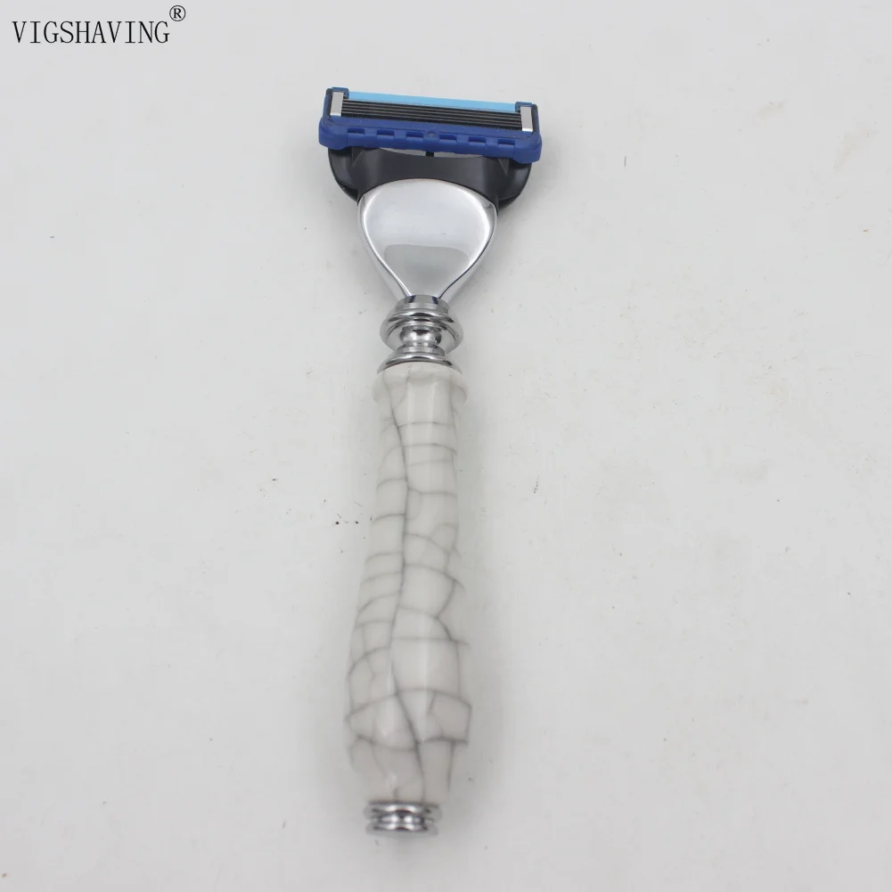 Faux Crack VIGSHAVING керамика бритвенная ручка подарки для мужчин бритва - Цвет: Faux Crack