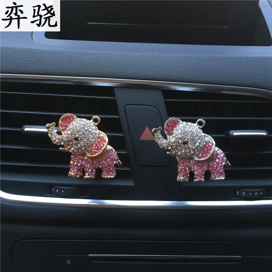 

new diamond elephant car styling Air conditioner perfume clip Lady air freshener Color diamond Metal elephant car perfume