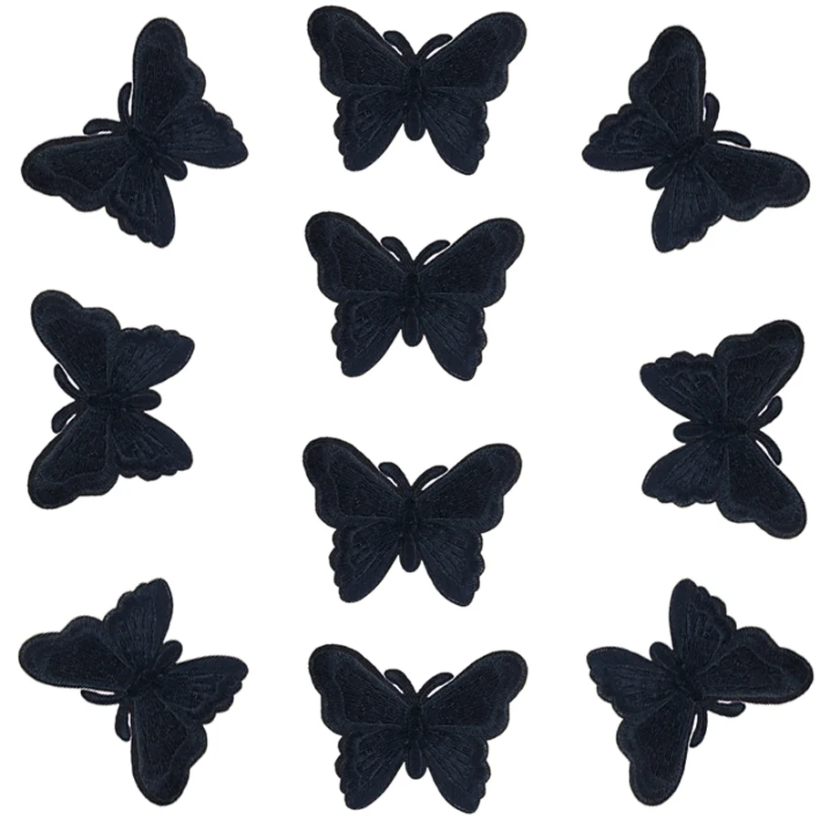 

10Pcs Black Butterfly Patches for Clothing Embroidered Applique Iron on Patch Accessories Badge Stickers on Clothes Bags DIY