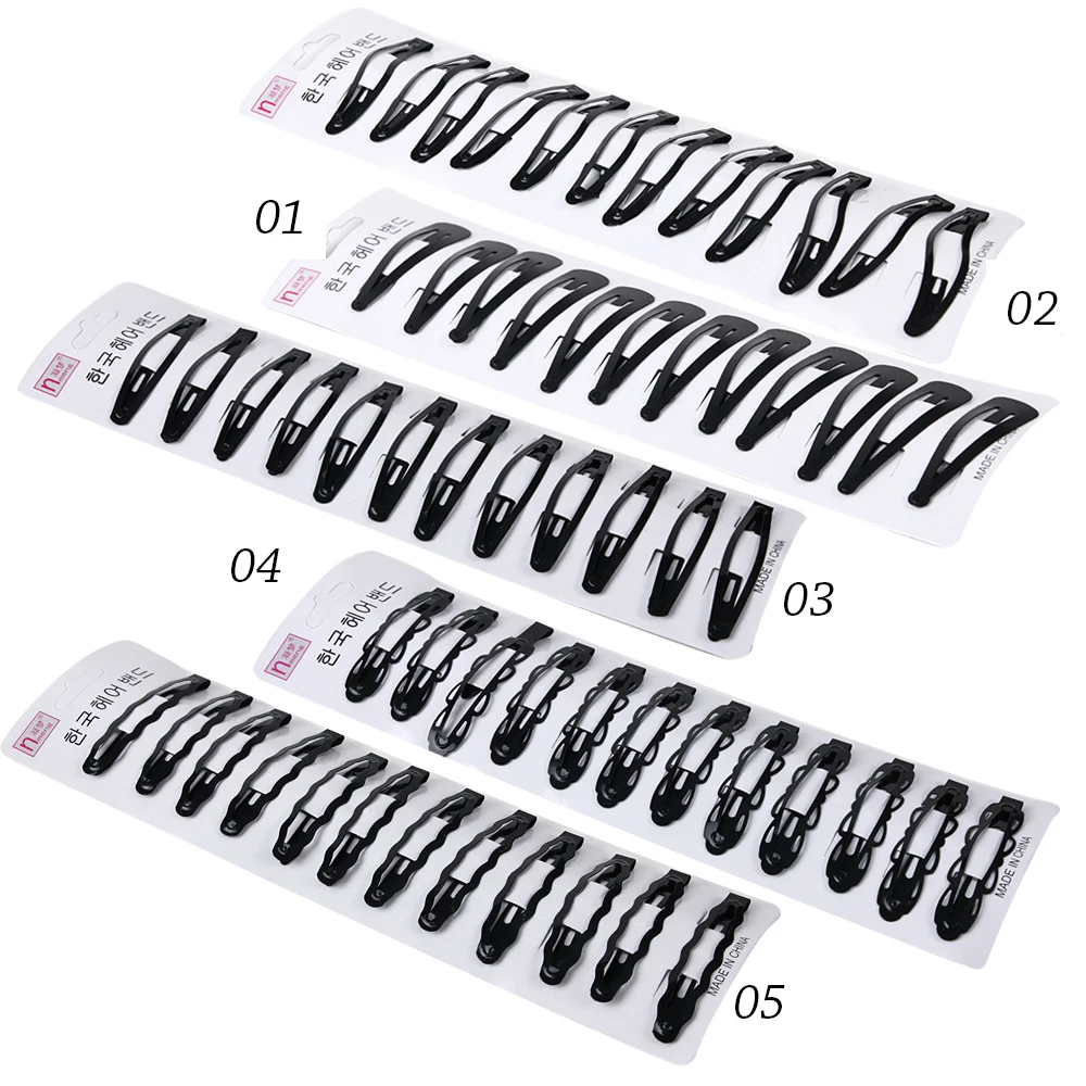 12 шт./упак. простой черный оснастки заколки для волос женщин обувь девочек