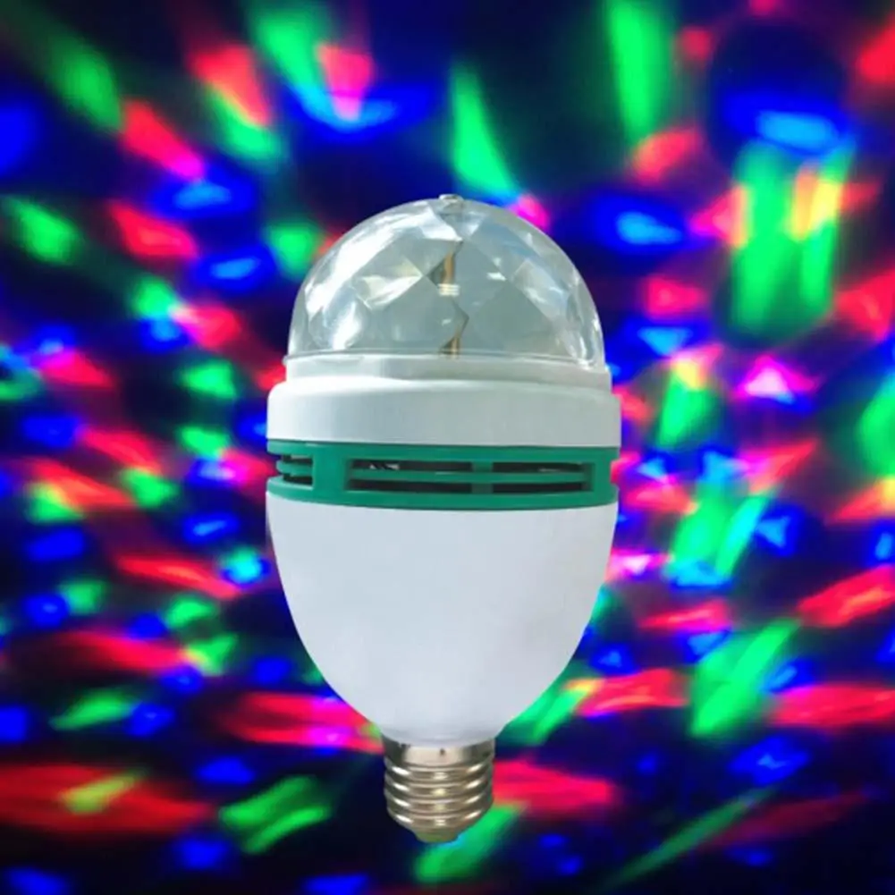 B22 3 Вт RGB LED Хрустальная сценическая вращающаяся цветная лампочка для вечеринки